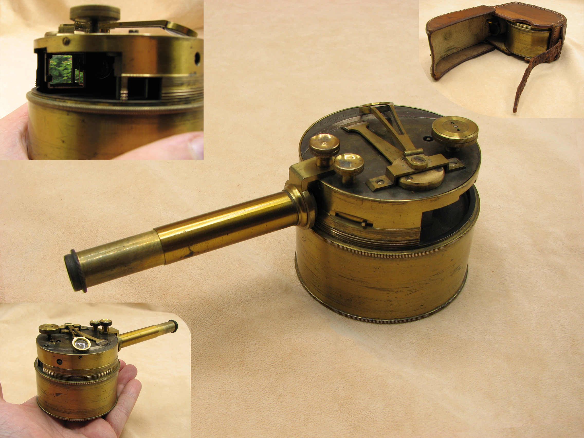 19th century brass pocket sextant signed Stanley, Gt Turnstile, Holborn, London